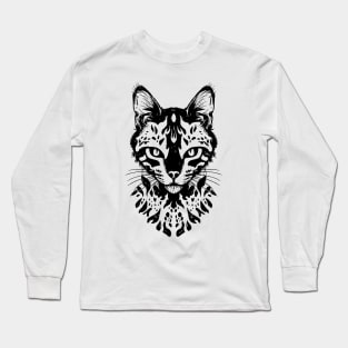 Cute Cat Illusion Design, Funny Cat Lover Gift Idea Long Sleeve T-Shirt